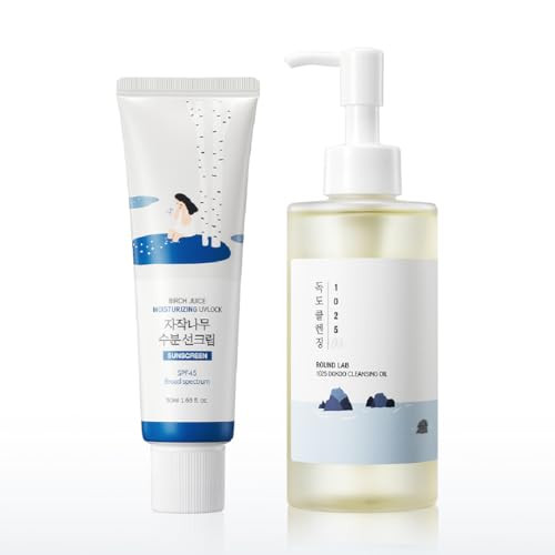 Round Lab 1025 Dokdo Cleansing Oil 200Ml + Birch Juice Moisturizing Uvlock 50Ml Set  Deep Pore Cleansing For Sensitive Pore-Clogged Skin Uv Protection