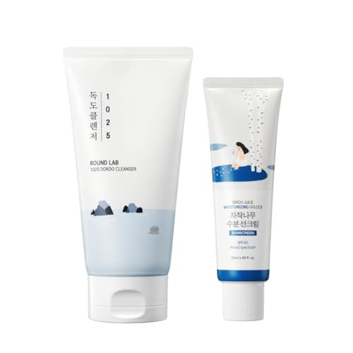 Round Lab 1025 Dokdo Cleanser 150Ml+Birch Juice Uvlock Sunscreen Set  Hydration Toner Gentle Exfoliation Soothing Uv Protection Korean Sunscreen