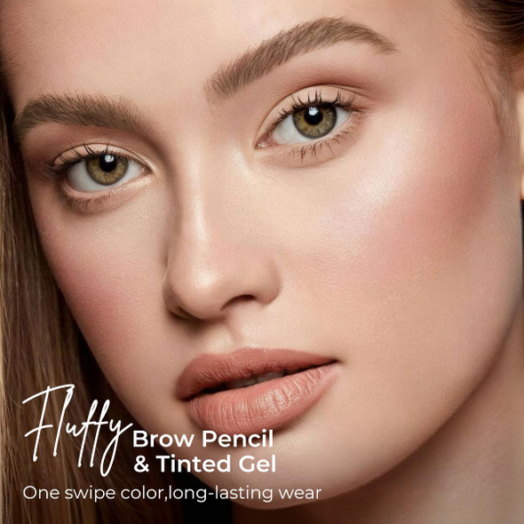 Sace Lady 2 In 1 Eyebrow Pencil & Eyebrow Gel Dual-Ended Brow Pen & Eyebrow Brush For Fuller Brows Fluffy & Precise Waterproof Long-Lasting Eyebrow Pen For Women(02 Light Brown)