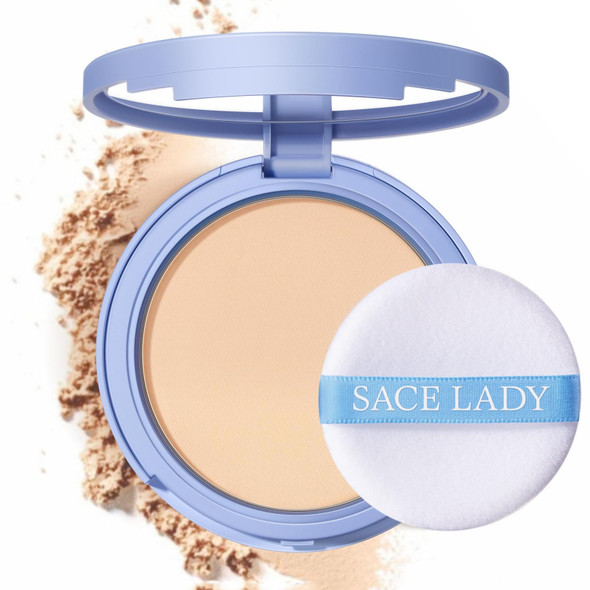 Sace Lady Face Powder Waterproof Sets Makeup Controls Shine Smooth Fine Lines For Flawless Lightweight Finish Long Lasting Matte Compact Setting Powder Cosmetics Cruelty- 0.35Oz (#01)