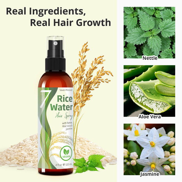 Fermented Rice Water For Hair Growth - Infused With Rosemary Biotin Caffeine Keratin Vegan Non-Greasy Spray Naturally Thicker Longer Softer Men & Women (4 Fl Oz)