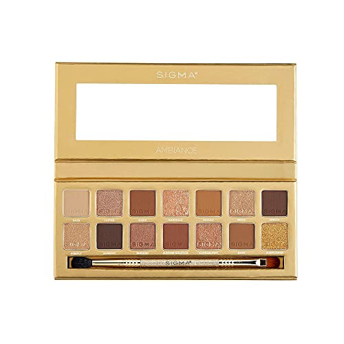 Sigma Beauty Ambiance Eyeshadow Palette  Luminous Neutral And Gold Shades  Summer Vibes Mirror Included