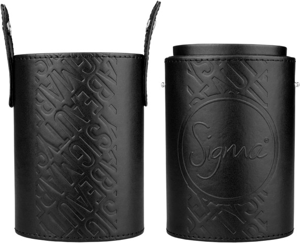 Sigma Brush Cup Holder - Two Makeup Brush Cups Snap Together For On-The-Go - Keep Makeup Brushes Clean And Protected - Makeup Brush Holder For Travel Or Home - Black