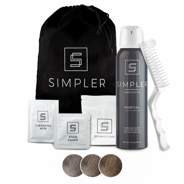 Simpler Partial Coverage Men'S Hair Color Color Box - Permanent Beard And Mustache Dye - Ammonia- Beard Hair Dye Ãƒ¢Ã¢Š¬Ã¢‚¬ Fast Gray Blending Ãƒ¢Ã¢Š¬Ã¢‚¬ Salt & Pepper Look - Darker Shades