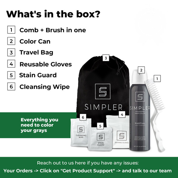Simpler Partial Coverage Men'S Hair Color Color Box - Permanent Beard And Mustache Dye - Ammonia- Beard Hair Dye Ãƒ¢Ã¢Š¬Ã¢‚¬ Fast Gray Blending Ãƒ¢Ã¢Š¬Ã¢‚¬ Salt & Pepper Look - Darker Shades