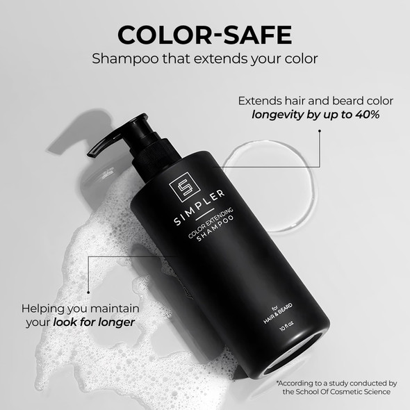 Simpler Hair Color Shampoo For Men (Bergamot & Cedar Scented) - Dye & Sulfate  Shampoo For Longer-Lasting Color - Shampoos For Dyed Hair & Beard - Color Safe Shampoos W/Nourishing Ingredients