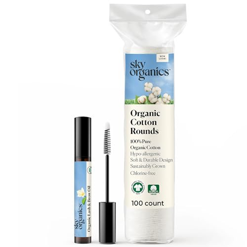 Sky Organics - Lash And Brow Oil With Applicator & Cotton Rounds