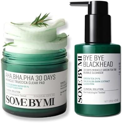 Some By Mi Aha Bha Pha 30 Days Miracle Truecica Clear Pad & Miracle Green Tea Tox Bubble Cleanser