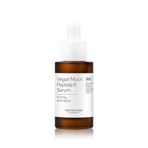 The Face Shop 8 Peptide Serum Vegan Mucin For Hydrating & Firming Anti Aging Serum For All Skin Types Korean Skin Care 30Ml/1.01 Fl. Oz