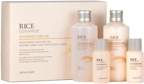 The Face Shop Rice Ceramide Moisturizing Skincare Set - Toner & Moisturizer Korean Skin Care With Rice Water  Set Travel Size Hydrating For Dry Skin