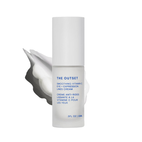The Outset Vitamin C Smoothing Eye + Expression Lines Cream - Gentle Fragrance  - Wrinkle Reducing Brightening - Clean Vegan Gluten  - All Skin Types Sensitive Skin - .5 Fl Oz
