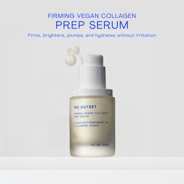 The Outset Firming Vegan Collagen Prep Serum - Gentle Fragrance  Multi-Benefit Serum - Hydrating Brightening Plumping And Anti-Aging - Clean Vegan Gluten  - All Skin Types - 1 Fl Oz
