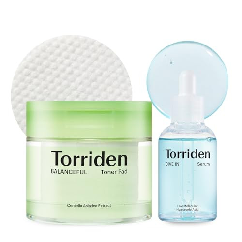 Torriden Dive In Serum 1.69 Fl.Oz. + Balanceful Toner Pad (60 Pads)  Daily Exfoliating Pads With Pha And Lha  Deep Hydrating Serum With 5D Low Molecular Hyaluronic Acid  Korean Skin Care