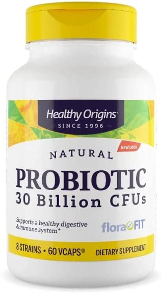 Healthy Origins, Probiotic, 8 Strains of Bacteria, 30 Billion Bacterial Cultures per Capsule, 60 Vegetarian Capsules, Laboratory Tested, SOYA-Free, Vegetarian, Gluten-Free, Non-GMO