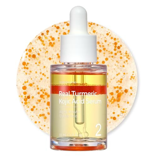 Tosowoong Real Turmeric Kojic Acid Serum 7000Ppm Kojic Acid 1500Ppm Turmeric Alpha Arbutin Astaxanthin Glycolic Acid Dark Spots Freckle Soothing Calming Korean Skin Care 33Ml/1.11 Fl.Oz.