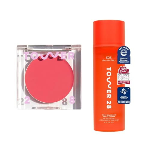 Tower 28 Beauty Beachplease Cream Blush Happy Hour & Tower 28 Sos Gel Cleanser + Makeup Remover 150 Ml