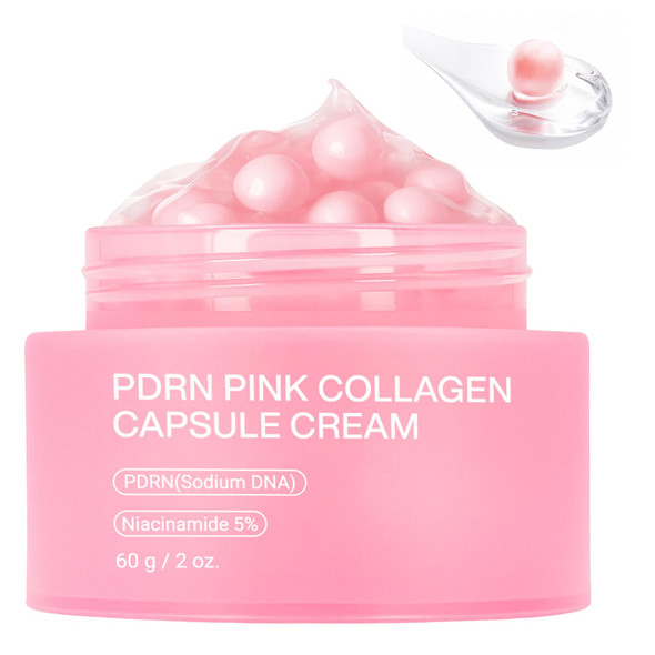 Jorceray PDRN Pink Collagen Capsule Cream Salmon PDRN Dual Texture Barrier Repair Moisturizer Salmon DNA  5% Niacinamide 2oz