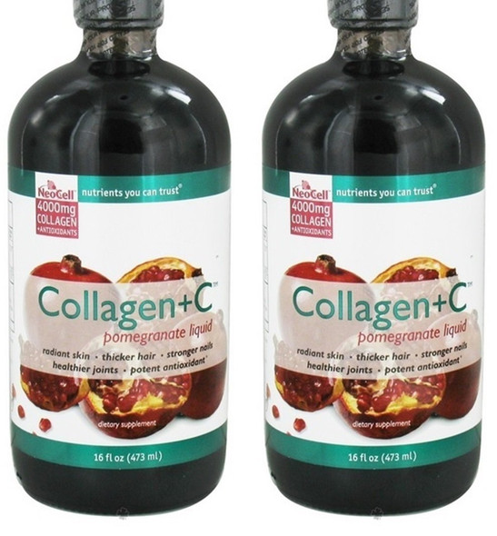 Neocell Laboratories Collagen +C Pomegranate Liquid, Pack of 2-16 oz (32 oz Total)