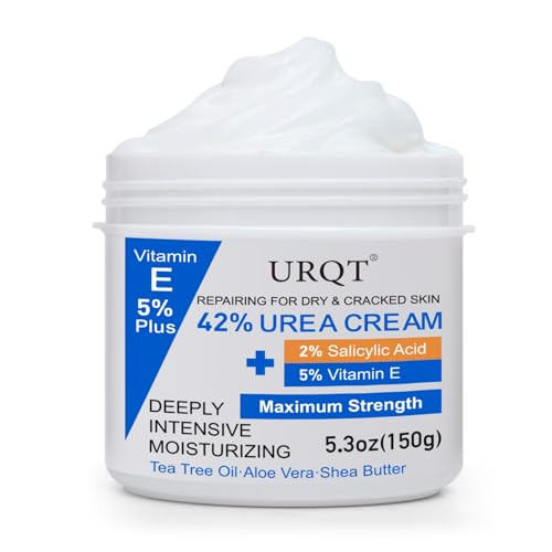 Urqt 42% Urea Cream For Dry & Cracked Skin - Foot & Hand Cream With 2% Salicylic Acid 5% Vitamin E Tea Tree Oil Aloe Vera Shea Butter - Moisturizer & Skin Repair Cream For Feet Maximum Strength