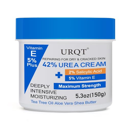 Urqt 42% Urea Cream For Dry & Cracked Skin - Foot & Hand Cream With 2% Salicylic Acid 5% Vitamin E Tea Tree Oil Aloe Vera Shea Butter - Moisturizer & Skin Repair Cream For Feet Maximum Strength
