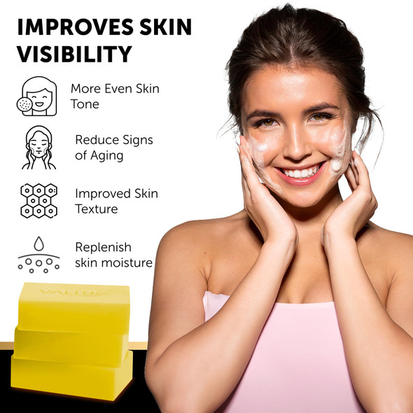 Valitic Brightening Lemon & Turmeric Kojic Acid Soap With Vitamin C Retinol Collagen - Original Japanese Complex Infused With Hyaluronic Acid Vitamin E Shea Butter Castile Olive Oil (5 Pack)