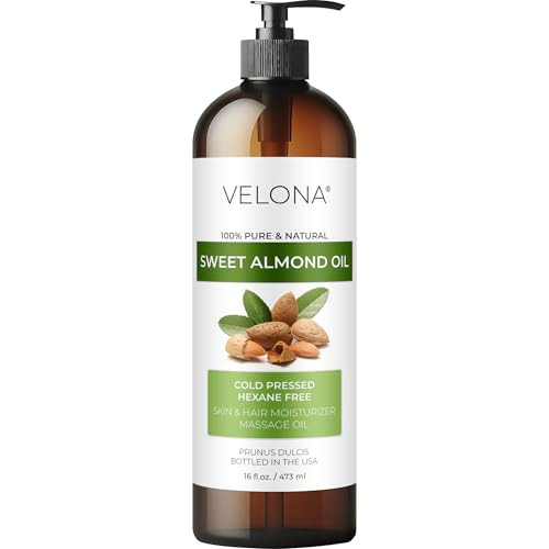 Velona Sweet Almond Oil - 16 Fl Oz  100% Pure And Natural Carrier Oil Cold Pressed  Skin Hair Body & Face Moisturizing  Use Today - Enjoy Resultsãƒ¢Ã¢Š¬Ã‚¦