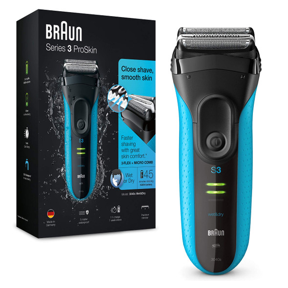 Braun Series 3 310 Electric Shaver, Wet & Dry Electric Razor for Men with 3  flexible blades, Rechargeable and Cordless, Electric Foil Washable Shaver,  Black/Blue