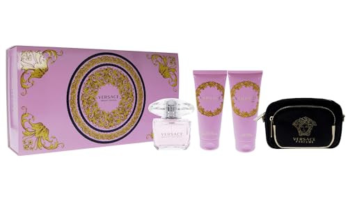 Versace Bright Crystal Women 3Oz Edt Spray 3.4Oz Shower Gel 3.4Oz Body Lotion Bag 4 Pc  Set