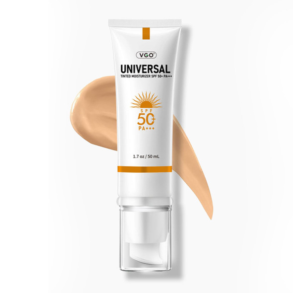 Vgo Tinted Sunscreen For Face Spf 50 Hydrating Sun Essence Leaves No Sticky Feeling Travel Size Sunscreen Against Uva And Uvb Rays 50Ml / 1.7Oz