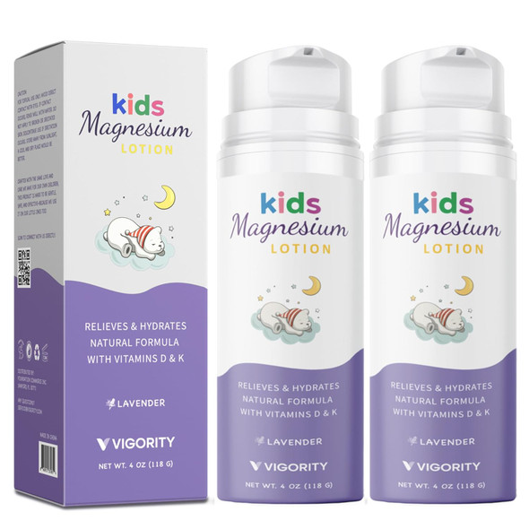 Vigority Magnesium Lotion For Kids & Babies Sleep - Bedtime Calming Body Cream With Natural Ingredients & Multi Vitamins - Topical Magnesium Soothing Relief Promotes Relaxation (4.23 Ounce Lavender)