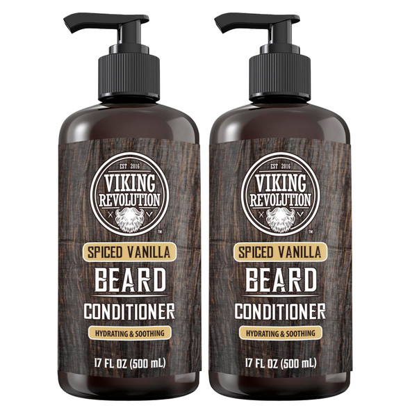 Viking Revolution Beard Wash And Beard Conditioner For Men With Argan Oil And Jojoba Oil - Beard Softener And Strengthener Beard Care Beard Shampoo And Conditioner With Beard Oil (17Oz Spiced Vanilla)