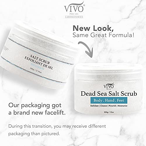 Vivo Per Lei Dead Sea Salt Scrub - Body Exfoliating Scrub With Dead Sea Minerals - Sea Salt For Hands Feet & Body - Body Scrub To Gently Exfoliate Skin - Pack Of 2