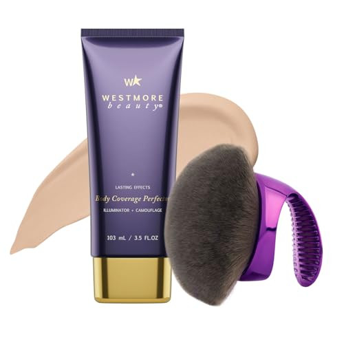 Westmore Beauty Body Coverage Perfector & Blend & Blur Body Brush Kabuki Brush - Waterproof Leg & Body Makeup - Tattoo Cover Up Makeup - 7 Oz (Light Radiance)