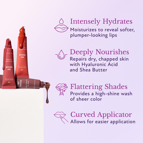 Westmore Beauty Pout Perfector Lip Gloss Ãƒ¢Ã¢Š¬Ã¢‚¬Å“ Intensely Hydrating Sheer-Tinted Balm With Hyaluronic Acid & Vitamin E Ãƒ¢Ã¢Š¬Ã¢‚¬Å“ Plumps & Nourishes Dry Cracked Lips For A High Shine Finish Ãƒ¢Ã¢Š¬Ã¢‚¬Å“ Rich Toffee .33 Oz