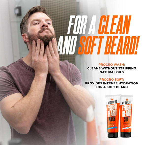 Wild Willies Beard Care Kit Biotin Fortified Shampoo And Conditioner With Caffeine Two 4-Oz Bottles Promotes Healthy Beard Growth