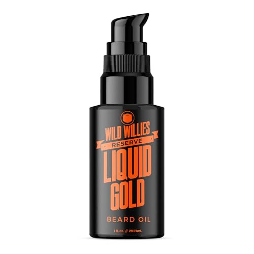 Wild Willies Liquid Gold Beard Oil For Men - Beard Softener Infused With Essential Oils Nourishes & Hydrates Facial Hair - Beard Growth Oil For Healthy Mustache & Daily Grooming Routine 1 Fl Oz