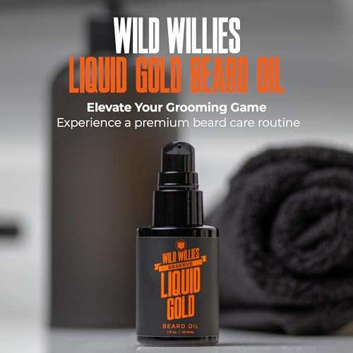 Wild Willies Liquid Gold Beard Oil For Men - Beard Softener Infused With Essential Oils Nourishes & Hydrates Facial Hair - Beard Growth Oil For Healthy Mustache & Daily Grooming Routine 1 Fl Oz