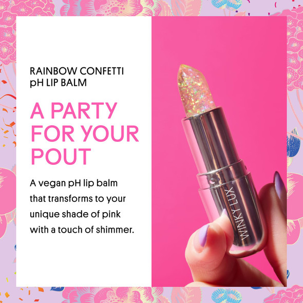 Winky Lux Lavender Glitter Confetti Balm - Hydrating Ph Lip Balm Natural Pink Tint With Ph Color Changing Moisturize & Soften Lips While Leaving Sheer Pink Tint With Vanilla Scent