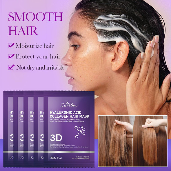 Zaidoc 2 In 1 Portable Hair Conditioner Mask Keratin & Peptides Infused Treatment For Damaged Hair Intensive Repair & Hydration 8.82 Oz