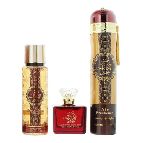 Ard Al Zaafaran Shams Al Emarat Khususi 3-Piece Set For Unisex (3.4 Oz Eau De Parfum Spray + 8.4 Oz Body Mist + 10.0 Oz Air Freshener)