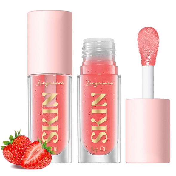 Bangfeng 2Pack Big Brush Head Hydrating Lip Glow Oil Plumping Lip Tint Hydrating Lip Gloss Tinted Lip Balm Transparent Lip Care Long Lasting Nourishing Non-Sticky Fresh Texture (Cherry+Coco)