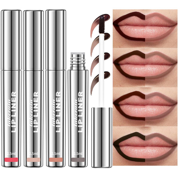 Bangfeng 4Pcs Peel Off Lip Liner Stain - Long-Lasting Smudge-Proof Waterproof Nude Matte Lip Tint Non-Fading Peel Off Lip Color Effortless Precision & Full Coverage Vegan & Cruelty-