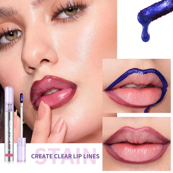 Bangfeng 4Pcs Peel Off Lip Liner Stain Set - Long-Lasting Smudge-Proof Waterproof Nude Matte Lip Tint Non-Fading Peel Off Lip Color Effortless Precision & Full Coverage 24H Color Hold