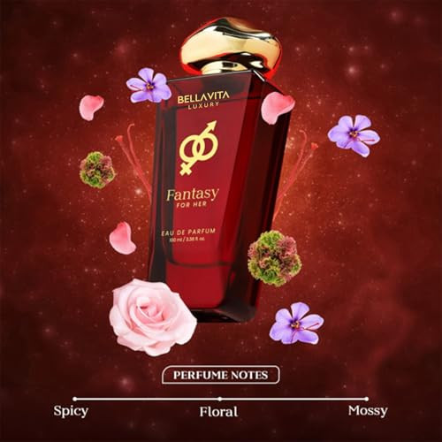 Bellavita Luxury Mood Collection Fantasy Perfume For Women 100Ml Pheromone Inspired Technology Long Lasting Fragrance Notes Of Pink Pepper Orange And Saffron Floral Spicy Premium Fragrance