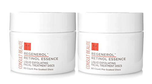 Consult Beaute - Regenerol - Retinol Exfoliating Facial Treatment Pads - Micro Exfoliation For Face - Smoother Glowing Skin - 60 Disposable Wipes (2Pack)