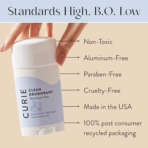Curie Aluminum Deodorant - Orange Neroli + White Tea + Coconut Nectar + Warm Vanilla Non-Toxic Natural Deodorant (4Pk)