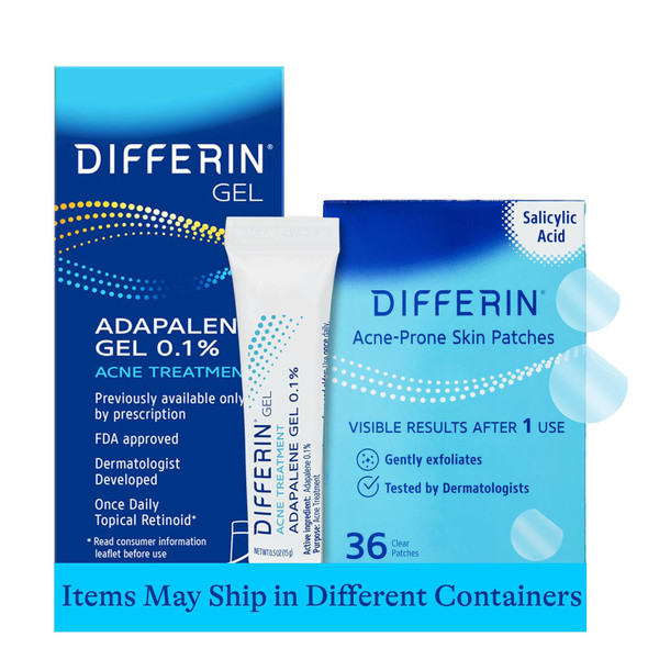 Differin Acne Treatment Gel 30 Day Supply Retinoid Treatment For Face With 0.1% Adapalene Gentle Skin Care For Acne Prone Sensitive Skin 15G Tube (Packaging May Vary)