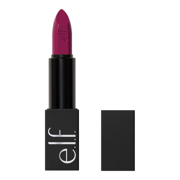 E.L.F. O Face Satin Lipstick Richly Pigmented Nourishing & Long-Lasting Creamy Lipstick Infused With Jojoba Vegan & Cruelty- No Regrets