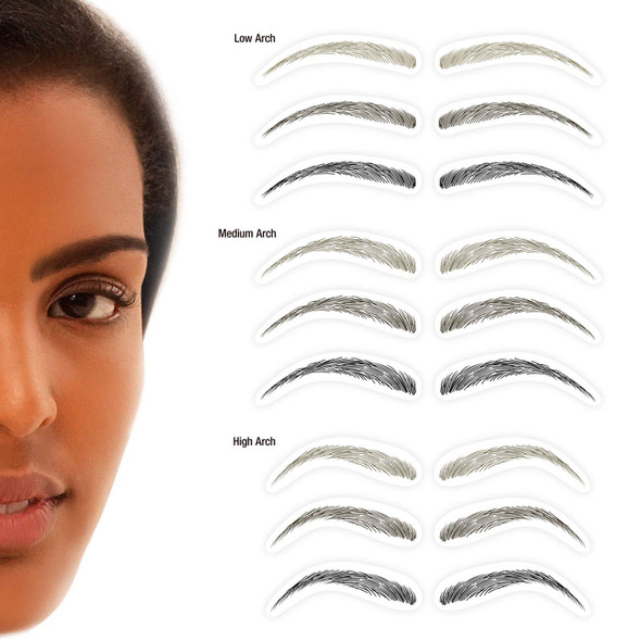 Godefroy Mybrows Long Lasting Eyebrow Transfers Low Arch Light Brown 48-Pairs Of Brows (96 Individual Transfers)
