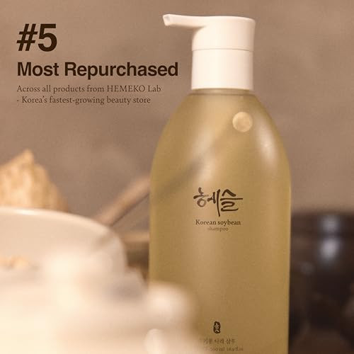 Hesul Korean Soybean Shampoo Hair Loss Relief Sulfate & Silicone- Deep Scalp Cleanse Hypoallergenic 120-Hour Fermented Black Soybean Extract Ph-Balanced Holiday 500Ml
